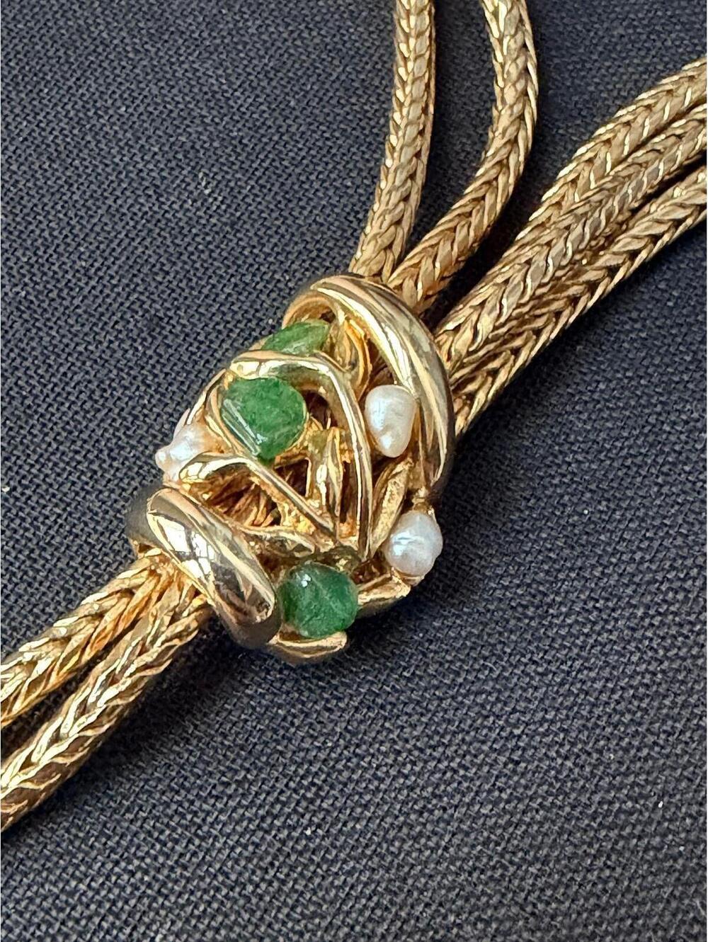 🚫SOLD OUT🚫Vintage 80s Lariat Necklace Freshwater Pearl Tassel Gold - Picture 7 of 9